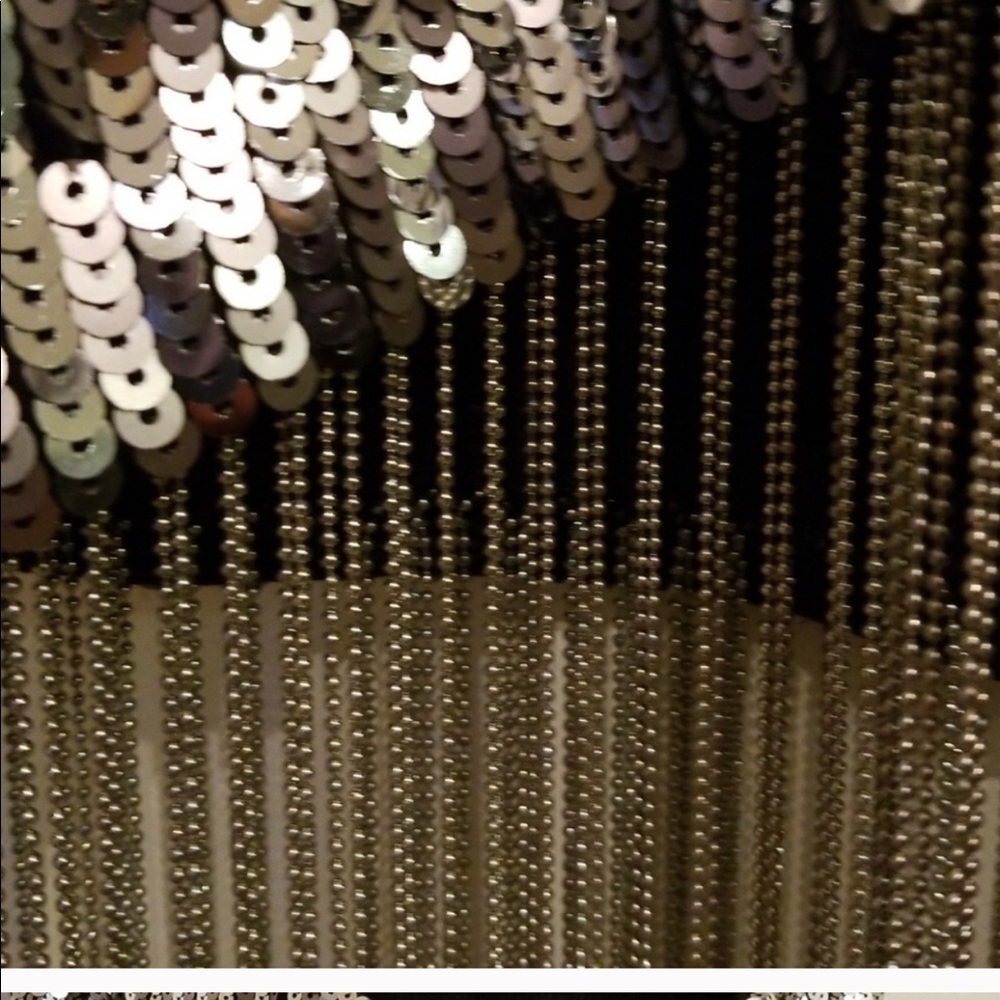 Bebe Gunmetal sequin with chainmail fringe dress - Picture 5 of 5